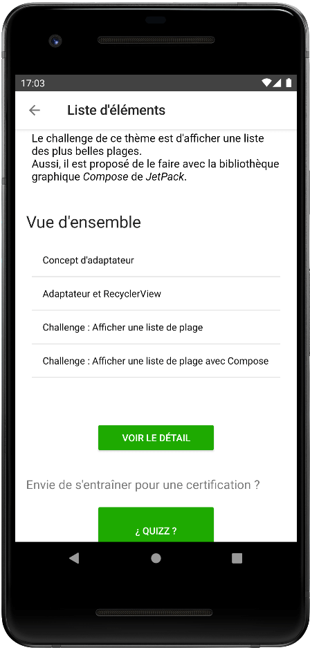 liste de plage avec Compose dans l'app. kotlin pour Android